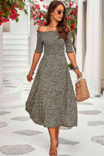 Load image into Gallery viewer, Printed Off-Shoulder Half Sleeve Midi Dress