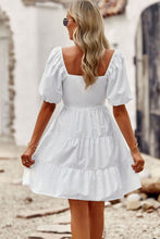 Load image into Gallery viewer, Balloon Sleeve Square Neck Smocked Midi Dress