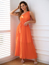 Load image into Gallery viewer, One-Shoulder Pleated Sleeveless Dress