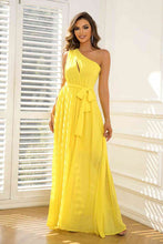 Load image into Gallery viewer, Cutout One-Shoulder Tie Waist Dress