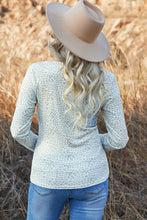 Load image into Gallery viewer, Leopard Buttoned Lace Trim Round Neck Top