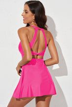 Load image into Gallery viewer, Halter Neck Open Back Swim Dress