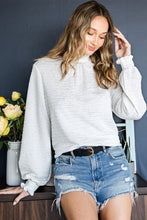 Load image into Gallery viewer, Frill Trim Balloon Sleeve Textured Blouse