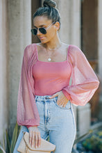 Load image into Gallery viewer, Polka Dot Lantern Sleeve Ribbed Top