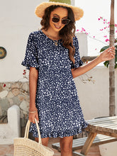 Load image into Gallery viewer, Printed Flounce Sleeve Ruffle Hem Dress