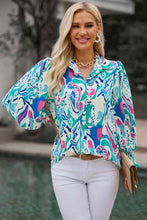 Load image into Gallery viewer, Printed Puff Sleeve Collared Blouse