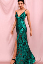 Load image into Gallery viewer, Contrast Sequin Backless Split Cami Dress