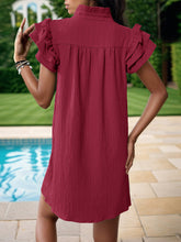 Load image into Gallery viewer, Frill Notched Flounce Sleeve Mini Dress