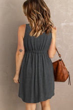 Load image into Gallery viewer, Button Front Empire Waist Sleeveless Slit Dress