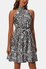 Load image into Gallery viewer, Printed Tie Waist Frill Trim Dress