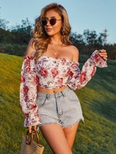 Load image into Gallery viewer, Floral Off-Shoulder Cropped Top