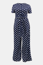 Load image into Gallery viewer, Plus Size Polka Dot Round Neck Top and Wide Leg Pants Set