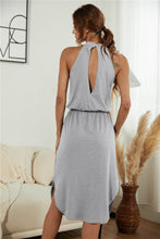 Load image into Gallery viewer, Drawstring Open Back Slit Sleeveless Dress