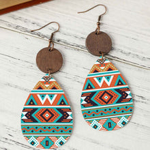Load image into Gallery viewer, Geometric Wooden Teardrop Earrings