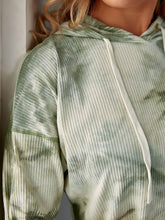 Load image into Gallery viewer, Tie-Dye Ribbed Drawstring Hoodie and Shorts Set