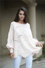 Load image into Gallery viewer, Openwork Boat Neck Sweater with Scalloped Hem