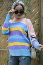 Load image into Gallery viewer, Multicolor Round Neck Dropped Shoulder Sweater