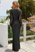 Load image into Gallery viewer, Sequin Fringe Sleeve Maxi Dress