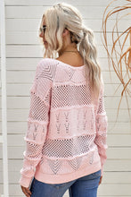 Load image into Gallery viewer, Openwork Boat Neck Pullover Sweater