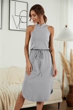 Load image into Gallery viewer, Drawstring Open Back Slit Sleeveless Dress
