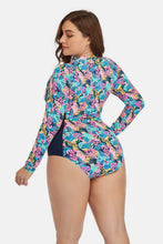 Load image into Gallery viewer, Plus Size Floral Zip Up One-Piece Swimsuit
