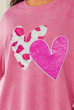 Load image into Gallery viewer, Plus Size Heart Sequin Round Neck Sweatshirt