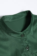 Load image into Gallery viewer, Half Button Band Neck Tiered Maxi Shirt Dress