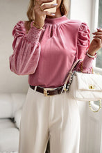 Load image into Gallery viewer, Mock Neck Puff Sleeve Blouse