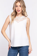 Load image into Gallery viewer, ACTIVE BASIC Round Neck Lace Patch Texture Tank