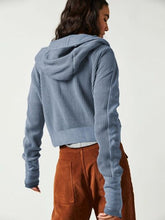Load image into Gallery viewer, Waffle-Knit Dropped Shoulder Hooded Jacket