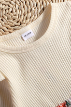 Load image into Gallery viewer, Girls Two-Tone Floral Hem Ruffle Shoulder Dress