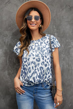 Load image into Gallery viewer, Leopard Layered Flutter Sleeve Tee Shirt