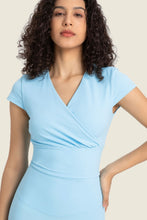 Load image into Gallery viewer, Gathered Detail Surplice Short Sleeve Sports Top