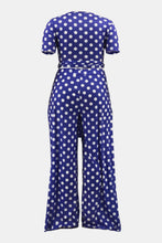 Load image into Gallery viewer, Plus Size Polka Dot Round Neck Top and Wide Leg Pants Set