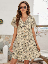 Load image into Gallery viewer, Animal Print Button Front Flutter Sleeve Dress