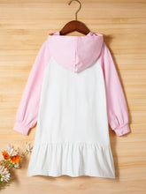 Load image into Gallery viewer, Girls Ruffle Hem Raglan Sleeve Hooded Dress