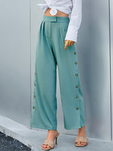 Load image into Gallery viewer, Side Button Wide Leg Pants with Pockets