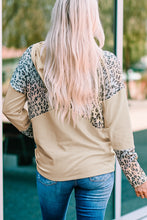 Load image into Gallery viewer, Leopard Color Block Buttoned Drawstring Detail Hoodie