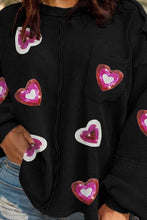 Load image into Gallery viewer, Plus Size Heart Sequin Round Neck Sweatshirt