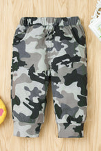 Load image into Gallery viewer, Boys Letter Pattern Hoodie and Camouflage Pants Set