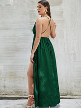 Load image into Gallery viewer, Plus Size Crisscross Side Split Plunge Velvet Maxi Dress