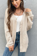 Load image into Gallery viewer, Button Front Drop Shoulder Waffle Cardigan