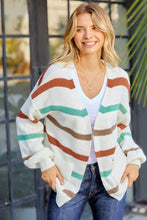 Load image into Gallery viewer, Striped Open Front Dropped Shoulder Cardigan