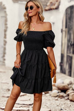 Load image into Gallery viewer, Balloon Sleeve Square Neck Smocked Midi Dress