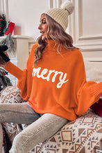 Load image into Gallery viewer, Merry Letter Embroidered High Neck Sweater