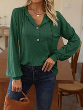 Load image into Gallery viewer, Heathered Drawstring Dropped Shoulder Hoodie