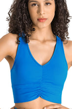 Load image into Gallery viewer, Gathered Detail Halter Neck Sports Bra