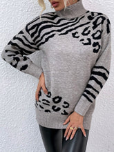 Load image into Gallery viewer, Animal Print Turtleneck Sweater