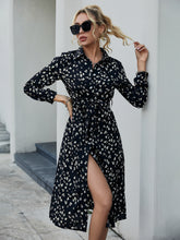 Load image into Gallery viewer, Animal Print Tie-Waist Midi Shirt Dress