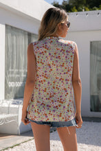 Load image into Gallery viewer, Floral Tie-Neck Frill Trim Sleeveless Top